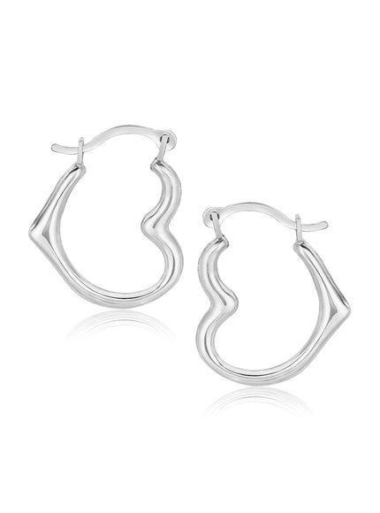 10k White Gold Heart Hoop Earrings