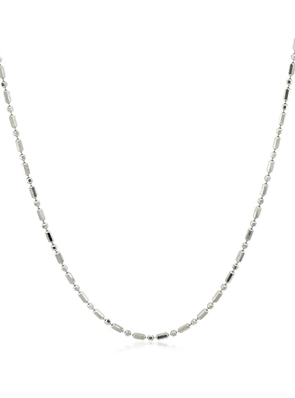 14k White Gold Diamond-Cut Alternating Bead Chain 1.2mm