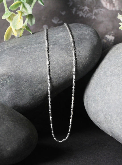 14k White Gold Diamond-Cut Alternating Bead Chain 1.2mm