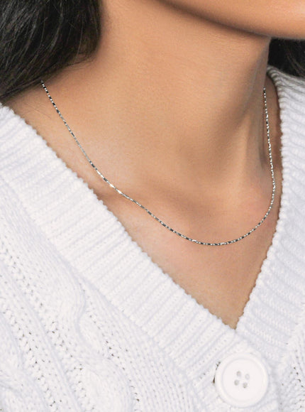 14k White Gold Diamond-Cut Alternating Bead Chain 1.2mm