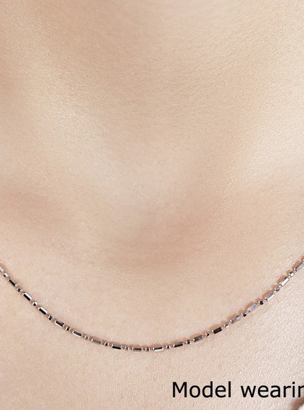 14k White Gold Diamond-Cut Alternating Bead Chain 1.2mm