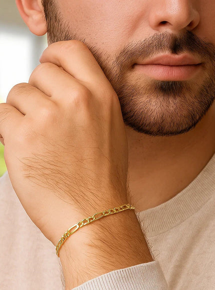 3.1mm 14k Yellow Gold Solid Figaro Bracelet