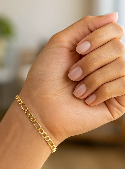 4.6mm 14k Yellow Gold Lite Figaro Bracelet