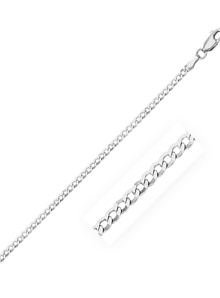 2.6mm 14k White Gold Solid Curb Chain