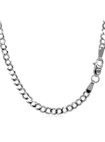 2.6mm 14k White Gold Solid Curb Chain