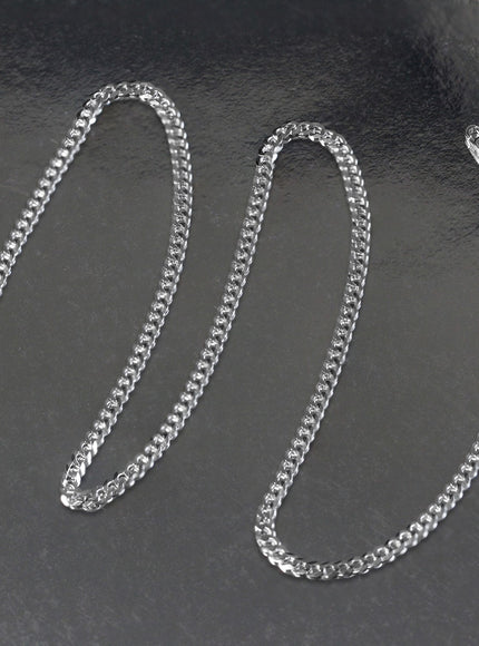 2.6mm 14k White Gold Solid Curb Chain