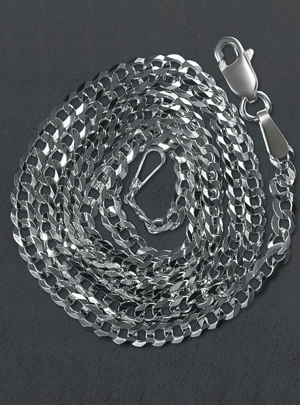 2.6mm 14k White Gold Solid Curb Chain