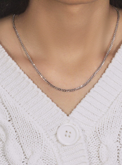 2.6mm 14k White Gold Solid Curb Chain