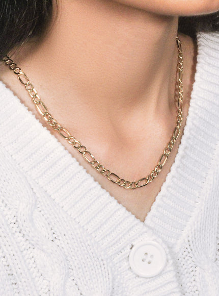 5.4mm 14k Yellow Gold Lite Figaro Chain