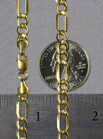 5.4mm 14k Yellow Gold Lite Figaro Chain