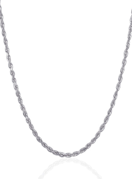 3.0mm 14k White Gold Solid Diamond Cut Rope Chain