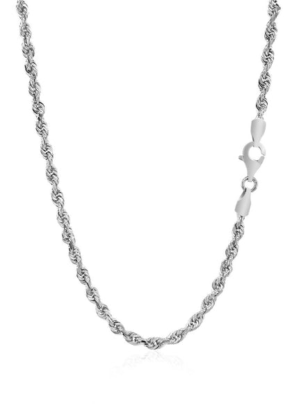 3.0mm 14k White Gold Solid Diamond Cut Rope Chain