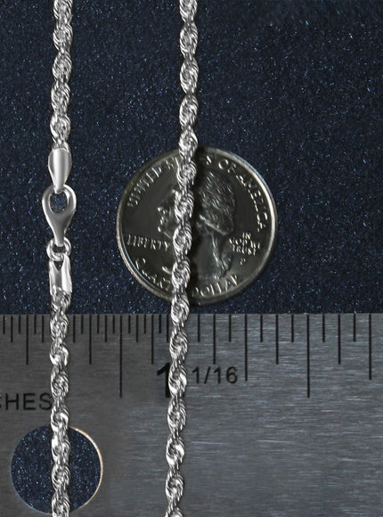 3.0mm 14k White Gold Solid Diamond Cut Rope Chain