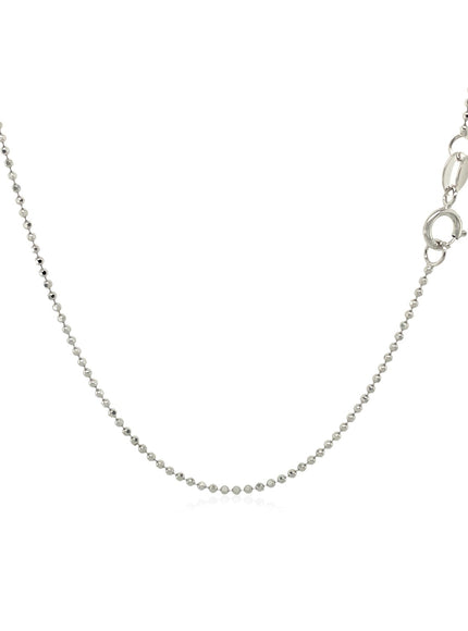 14k White Gold Diamond-Cut Bead Chain 1.0mm