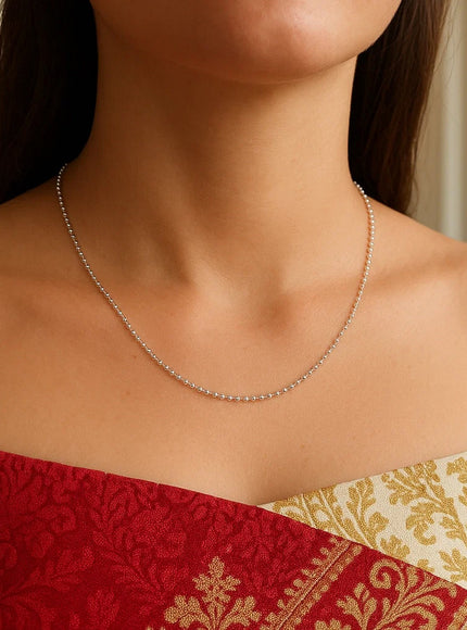 14k White Gold Diamond-Cut Bead Chain 1.0mm