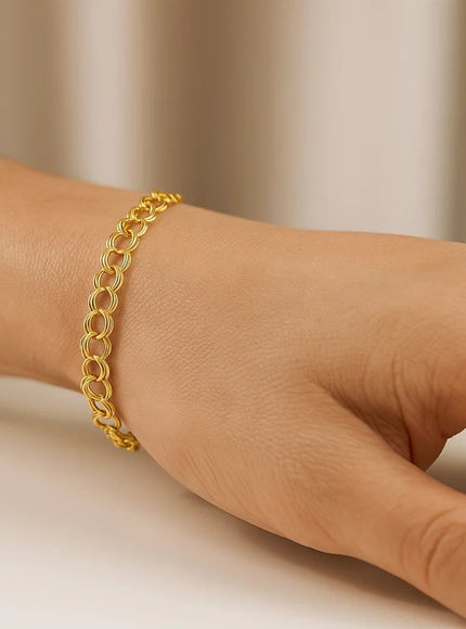 5.0 mm 14k Yellow Gold Solid Double Link Charm Bracelet