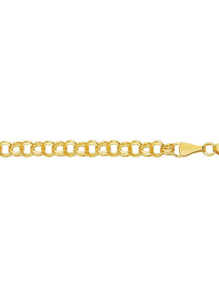 5.0 mm 14k Yellow Gold Solid Double Link Charm Bracelet