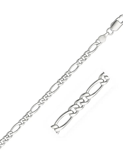 3.8mm 14k White Gold Solid Figaro Bracelet