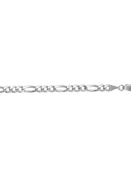 3.8mm 14k White Gold Solid Figaro Bracelet