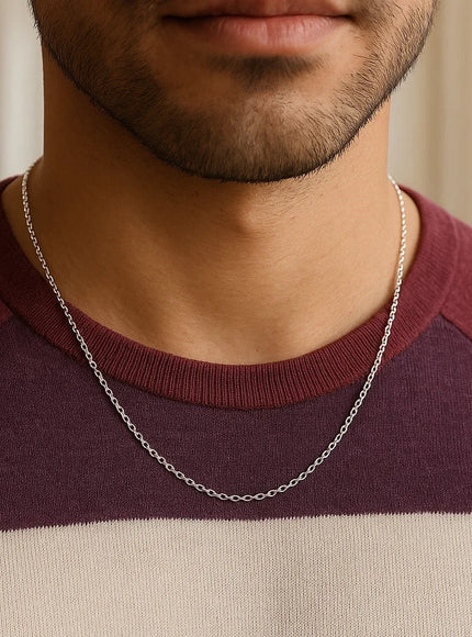 14k White Gold Round Cable Link Chain 1.2mm