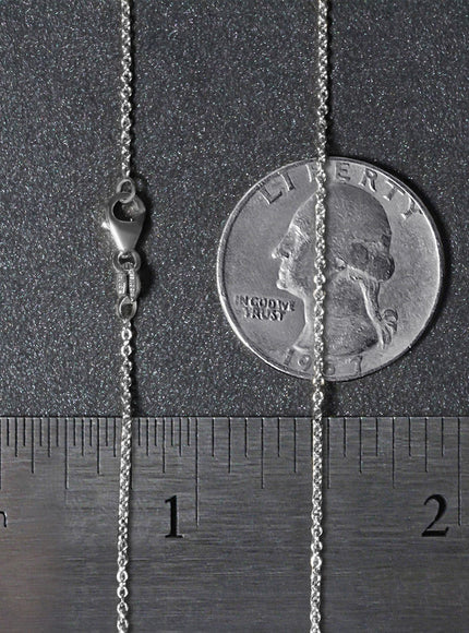 14k White Gold Round Cable Link Chain 1.2mm