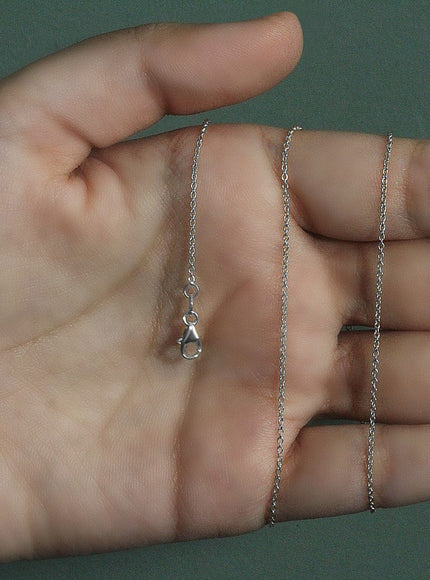 14k White Gold Round Cable Link Chain 1.2mm