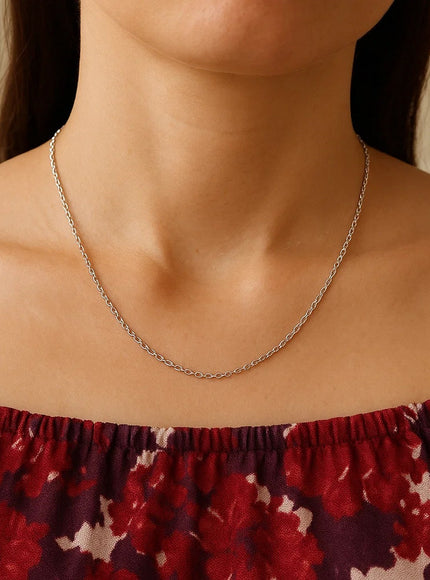 14k White Gold Round Cable Link Chain 1.2mm