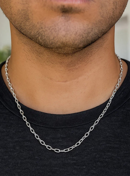 3.5mm 14k White Gold Pendant Chain with Textured Links