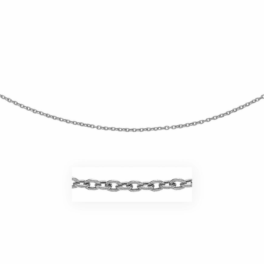 3.5mm 14k White Gold Pendant Chain with Textured Links