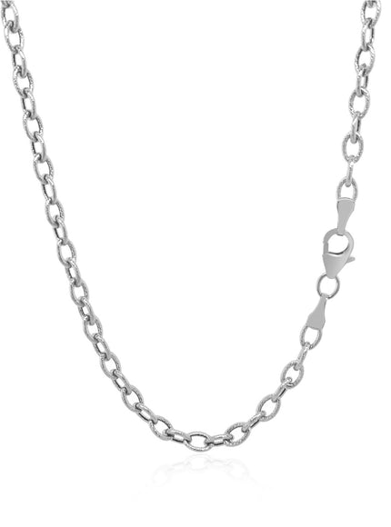 3.5mm 14k White Gold Pendant Chain with Textured Links