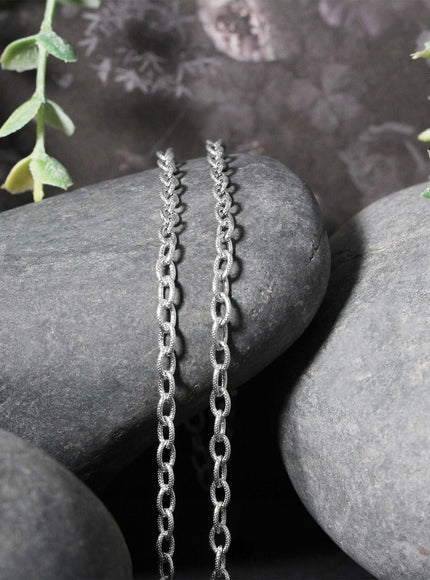 3.5mm 14k White Gold Pendant Chain with Textured Links