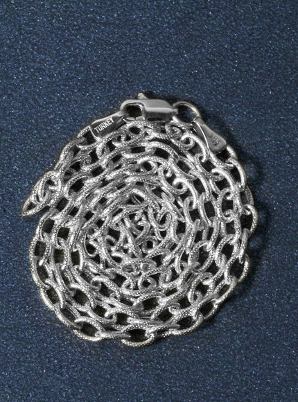 3.5mm 14k White Gold Pendant Chain with Textured Links