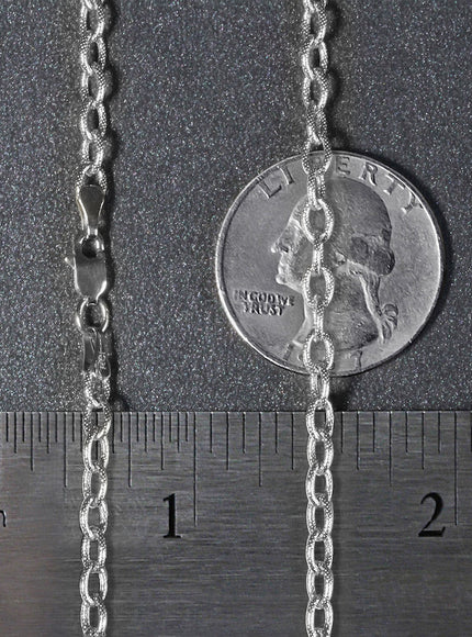 3.5mm 14k White Gold Pendant Chain with Textured Links