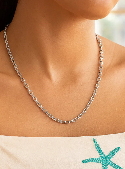 3.5mm 14k White Gold Pendant Chain with Textured Links