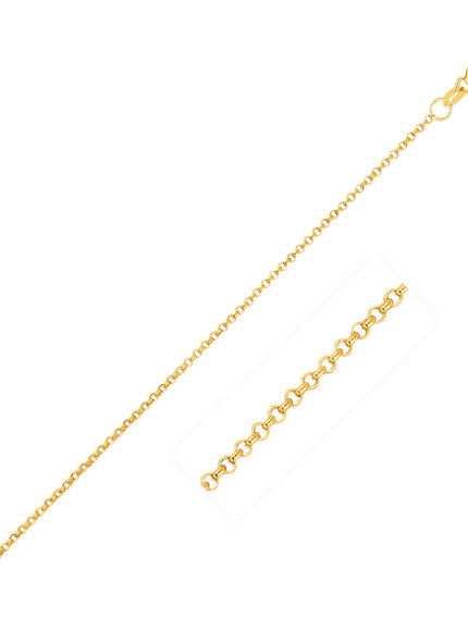 14k Yellow Gold Diamond Cut Rolo Chain 1.1mm