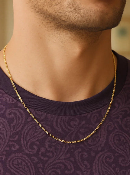 14k Yellow Gold Diamond Cut Rolo Chain 1.1mm