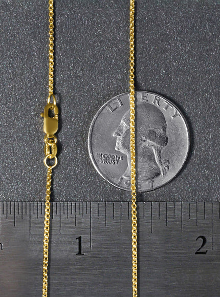 14k Yellow Gold Diamond Cut Rolo Chain 1.1mm