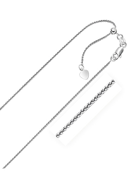 14k White Gold Adjustable Wheat Chain 1.0mm