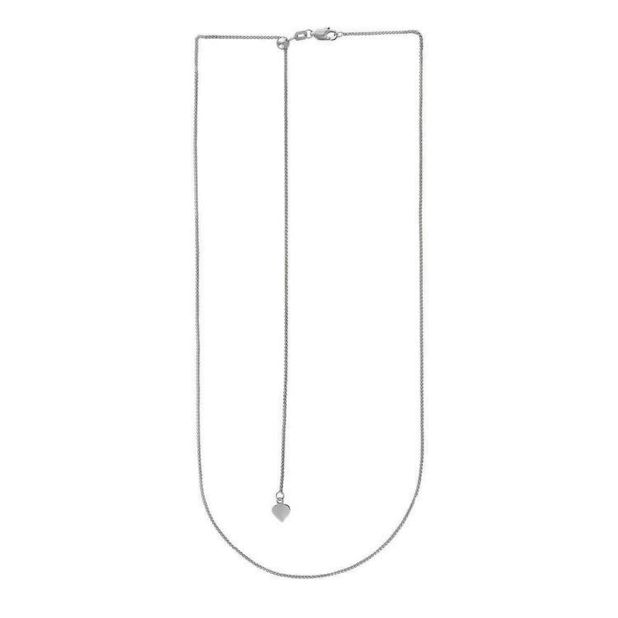 14k White Gold Adjustable Wheat Chain 1.0mm
