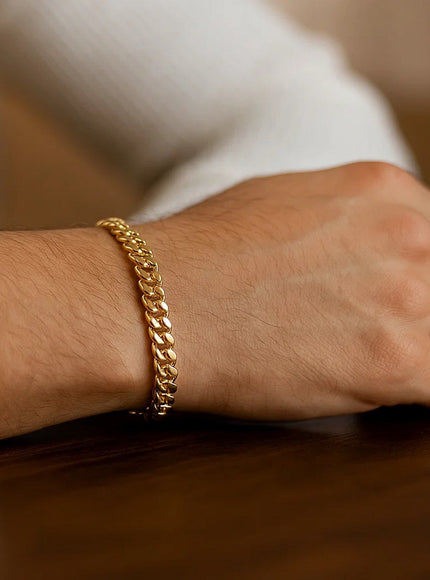 5.0mm 14k Yellow Gold Classic Miami Cuban Solid Bracelet