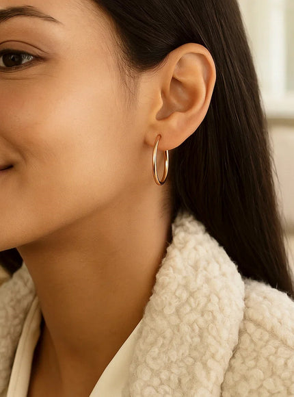 14k Rose Gold Polished Hoop Earrings (25 mm)