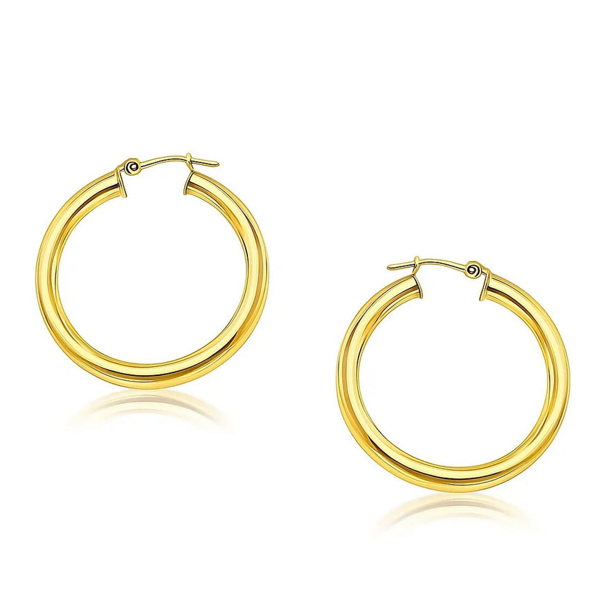 14k Yellow Gold Polished Hoop Earrings (30 mm)