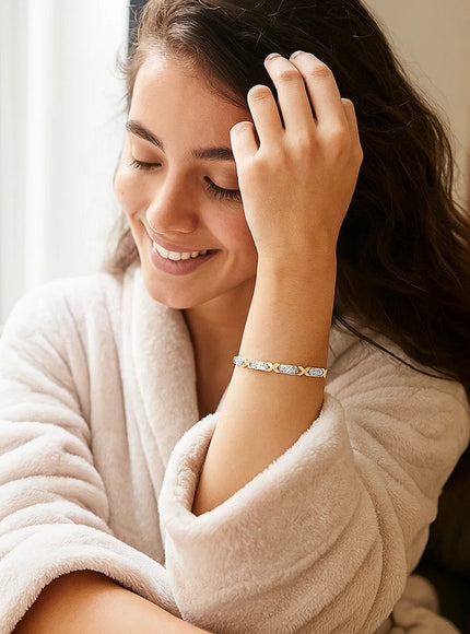 14k Two-Tone Gold Fancy X Line Bracelet