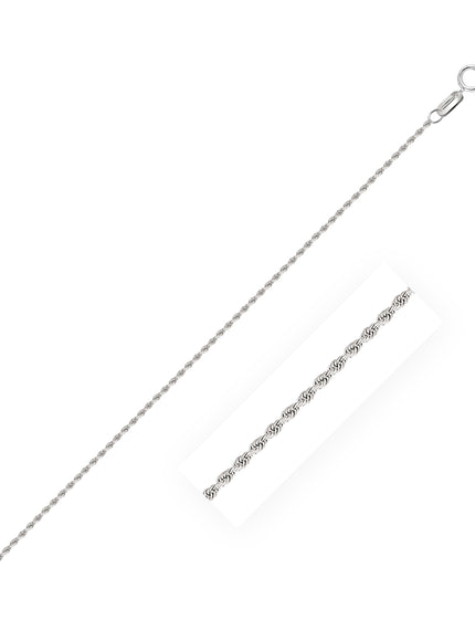 10k White Gold Solid Diamond Cut Rope Chain 1.4mm