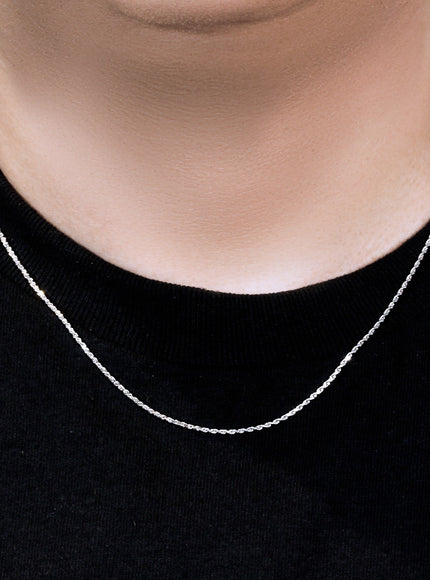 10k White Gold Solid Diamond Cut Rope Chain 1.4mm