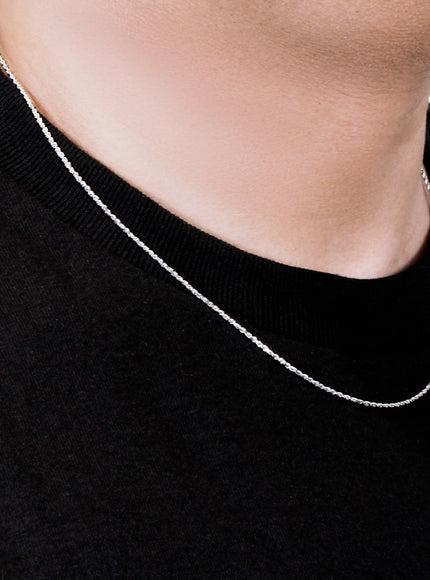 10k White Gold Solid Diamond Cut Rope Chain 1.4mm