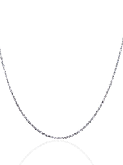 10k White Gold Solid Diamond Cut Rope Chain 1.4mm