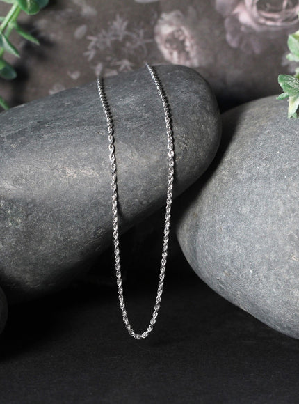 10k White Gold Solid Diamond Cut Rope Chain 1.4mm