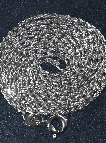 10k White Gold Solid Diamond Cut Rope Chain 1.4mm