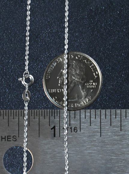 10k White Gold Solid Diamond Cut Rope Chain 1.4mm